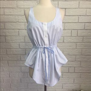 Alexander Wang Blue & White Striped Oxford Top